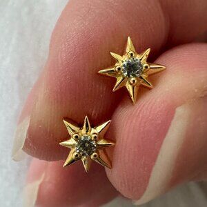 NWOT 14k Gold Plated and CZ Starburst Post Earrings